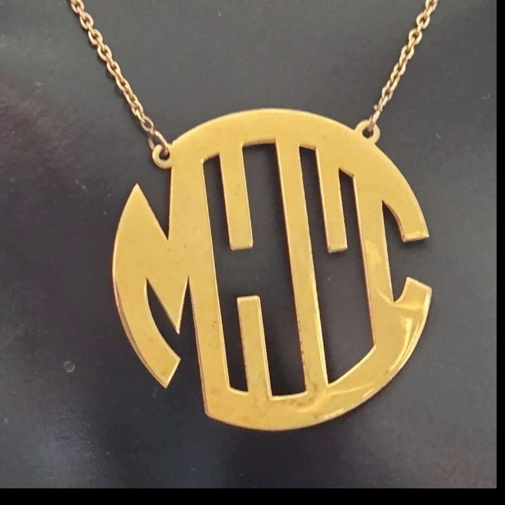 Necklace Gold Over 925 Sterling Monogram Pendant